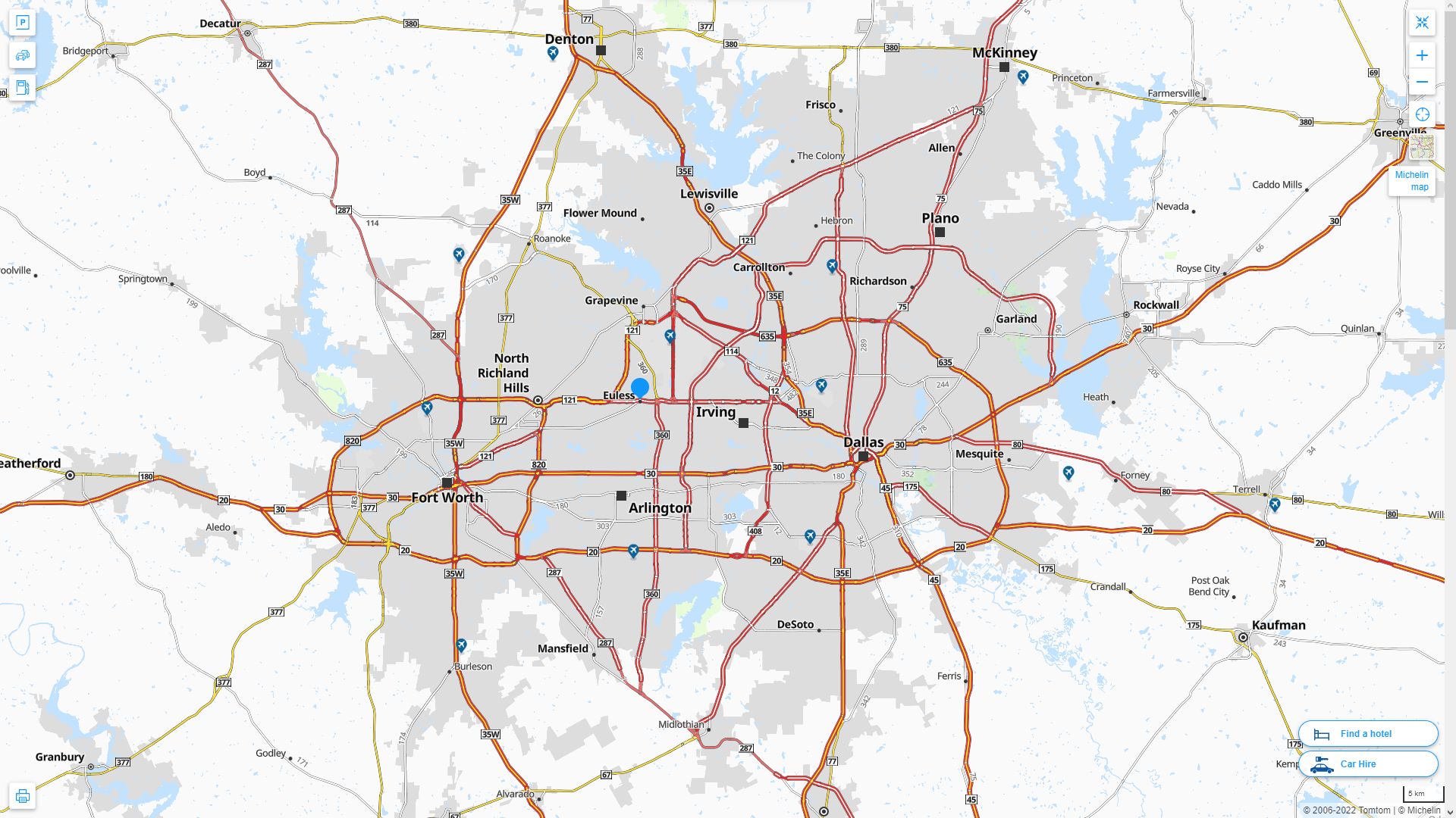 Euless Texas Highway and Road Map
